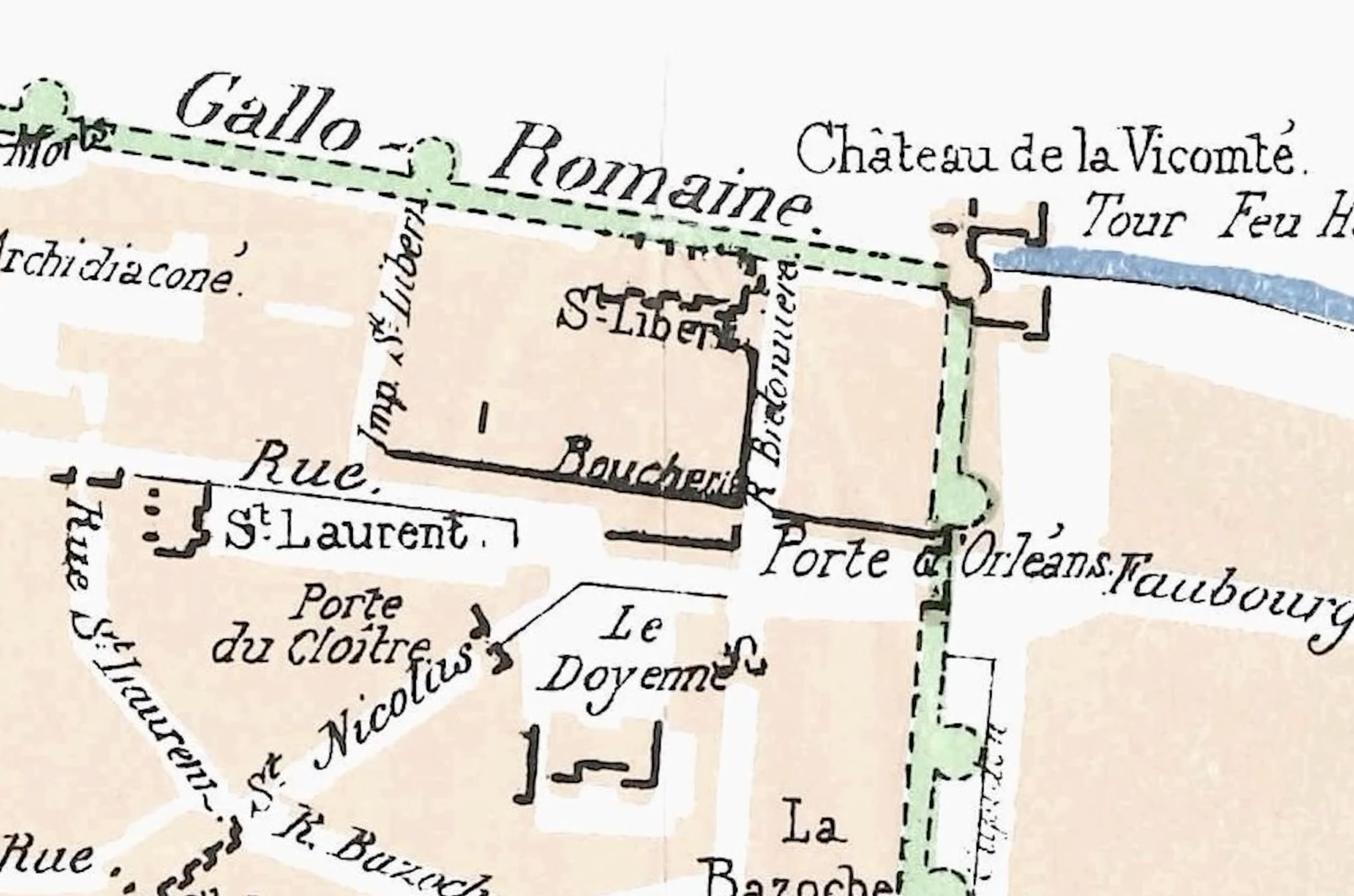 Plan de Tours indiquant l'emplacement de la Chapelle Saint Libert