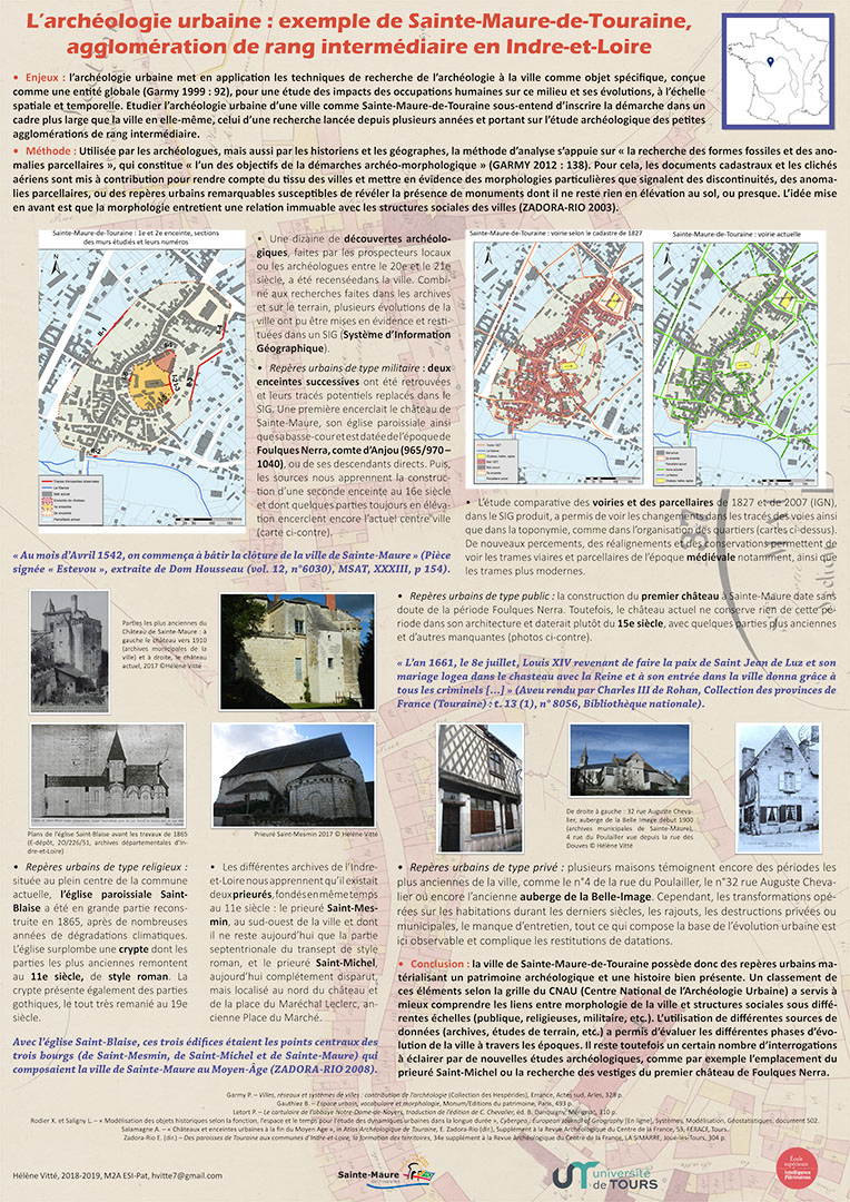 Poster à propos de l’archéologie urbaine : exemple de Sainte-Maure-de-Touraine, agglomération de rang intermédiaire en Indre-et-Loire